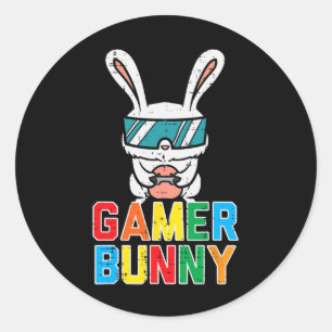 Gamer Bunny Cute Easter Video Game Gaming Boys Kid Classic Round Sticker
