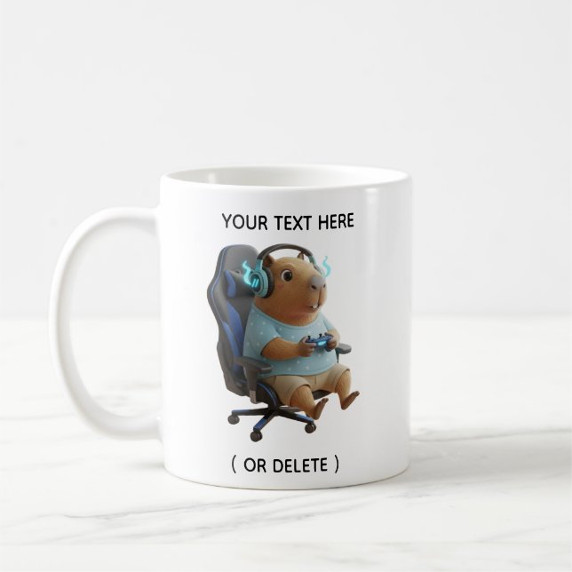 Gamer Capybara Playing Video Games  Coffee Mug (Left)