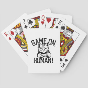 Gamer Cat Design Game On Human - Cute Funny Cat  Playing Cards