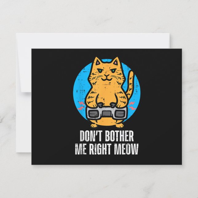 Gamer Cat Dont Bother Me Meow Funny Gaming Men Boy Invitation (Front)