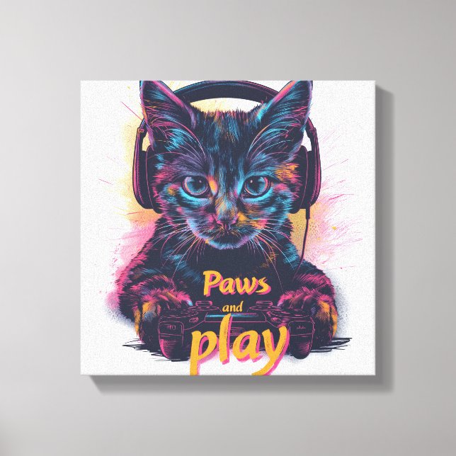 Gamer Cat Level Up Canvas Print (Front)