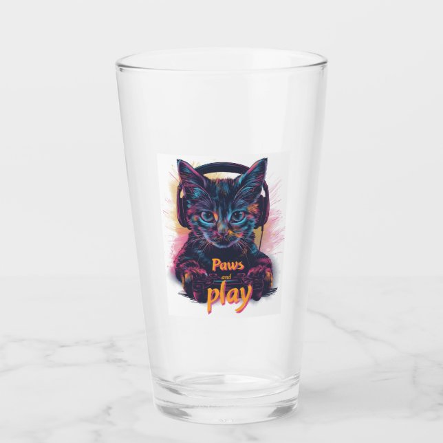 Gamer Cat Level Up Glass (Front)
