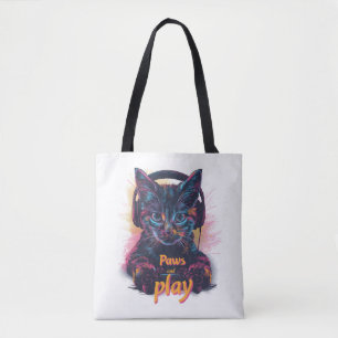 Gamer Cat Level Up Tote Bag