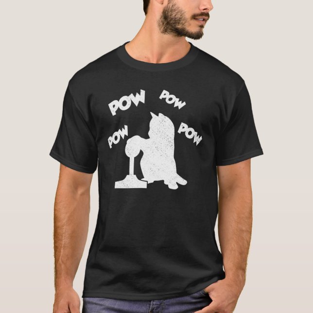 Gamer Cat Pow Humour Kitten Gaming Art T-Shirt (Front)