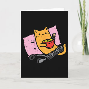Gamer Cat Ramen Kawaii Gaming Japanese Women Girls Card