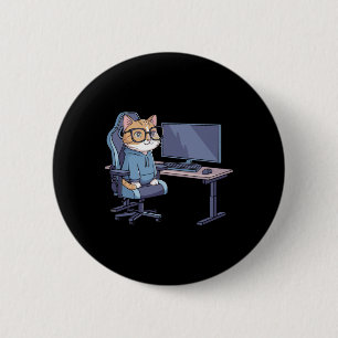 Gamer Cat Squad Funny Meme 1  2 Inch Round Button