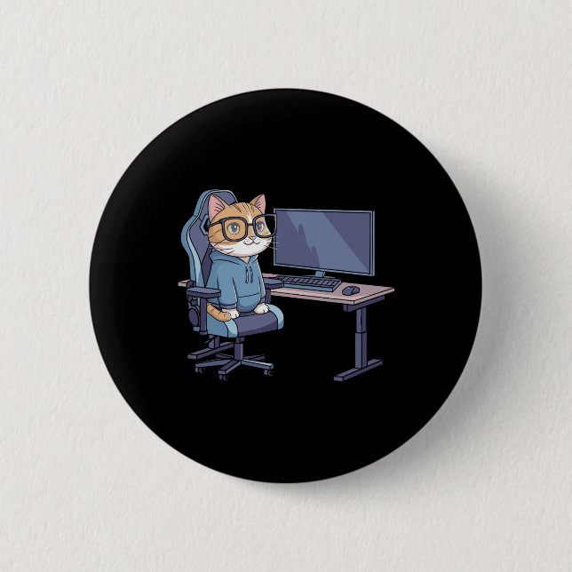 Gamer Cat Squad Funny Meme 1  2 Inch Round Button (Front)