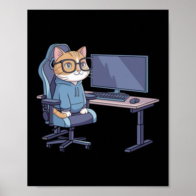 Gamer Cat Squad Funny Meme  Poster (Front)