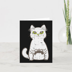 Gamer Cat Video Game Controller Cute Gaming Geek G Card