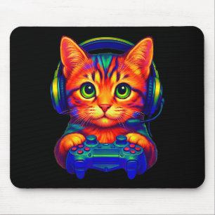 Gamer Cat Video Games Boys Teen Men Girls Funny Ca Mouse Pad