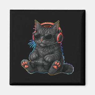 Gamer Cat Video Games Boys Teen Men Girls Funny Ga Magnet