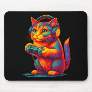 Gamer Cat Video Games Boys Teen Men Girls Funny Gi Mouse Pad