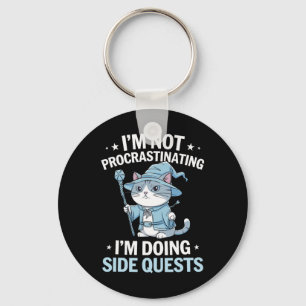 Gamer Cats Side Quest Procrastinating Nerdy Tablet Keychain