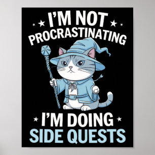 Gamer Cats Side Quest Procrastinating Nerdy Tablet Poster
