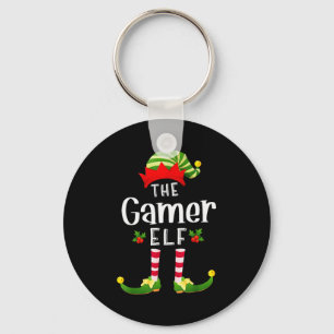 Gamer Christmas Elf Matching Pajama X-mas Party Keychain