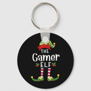 Gamer Christmas Elf Matching Pajama X-mas Party  Keychain