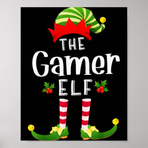 Gamer Christmas Elf Matching Pajama X-mas Party  Poster
