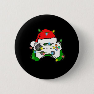 Gamer Christmas Gaming Santa Hat Video Game Contro 2 Inch Round Button