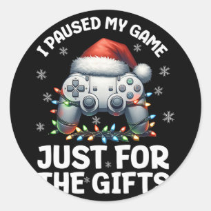 Gamer Christmas Gaming Xmas Video Games Boys Chris Classic Round Sticker