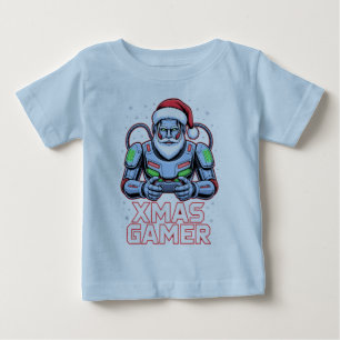 Gamer Christmas Gifts Cyber Santa Robot Xmas Gamer Baby T-Shirt