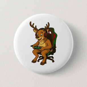 Gamer Christmas Reindeer Gaming Video Game Boys Gi 2 Inch Round Button
