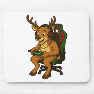 Gamer Christmas Reindeer Gaming Video Game Boys Gi Mouse Pad