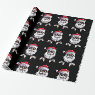 Gamer Christmas Santa Face Video Games Gaming Boys Wrapping Paper