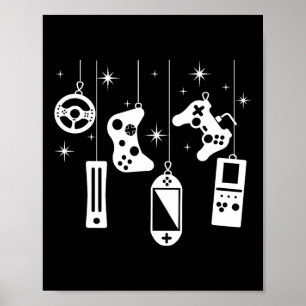 Gamer Christmas Video Game Controller Xmas Gaming Poster