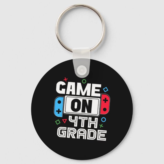 Gamer Ck To School Funny Game 4th Grade Kids Boys  Keychain (Front)