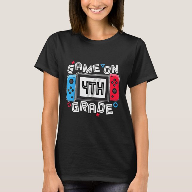 Gamer Ck To School Funny Game On 4th Grade Kids Bo T-Shirt (Front)