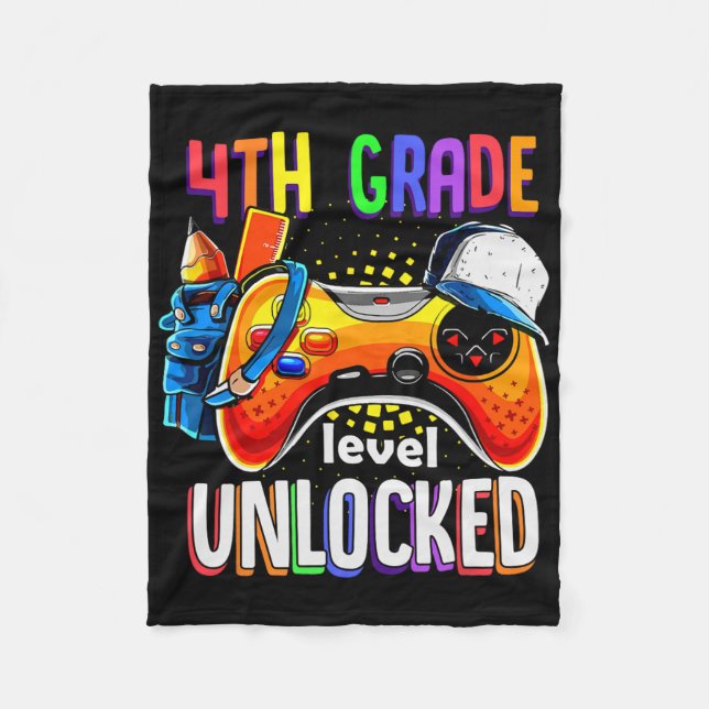 Gamer Ck To School Gamepad 4th Fourth Grade Level  Fleece Blanket (Front)