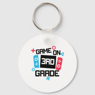 Gamer Ck To School Shirt Boy Game On Third 3rd Gra Keychain