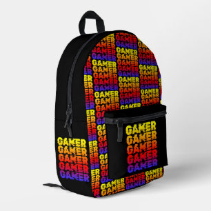 Gamer Colourful Typography Gaming Printed Backpack