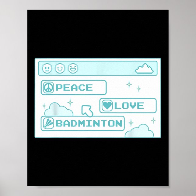 Gamer Computer Geek Pc Nerd Cool Peace Love Badmin Poster (Front)