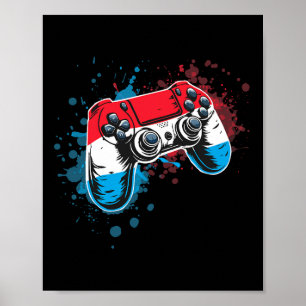 Gamer Controller With Luxembourg Flag  Poster