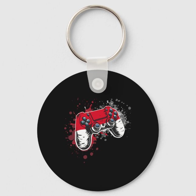 Gamer Controller With Monaco Flag  Keychain (Front)