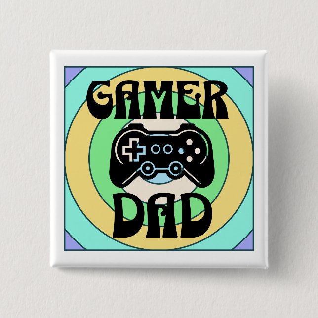 Gamer Dad 2 Inch Square Button (Front)