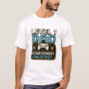 Gamer Dad Achievement Unlocked Level 1 Dad T-Shirt