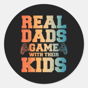 Gamer Dad Art For Gaming Dad Daddy Men Game Lover  Classic Round Sticker