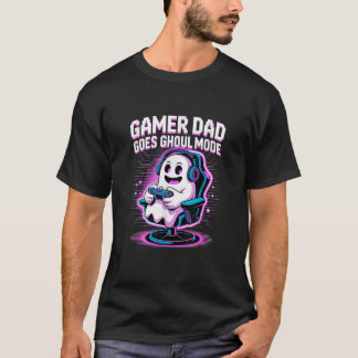Gamer Dad Goes Ghoul Mode Funny Halloween Pixel Gh T-Shirt