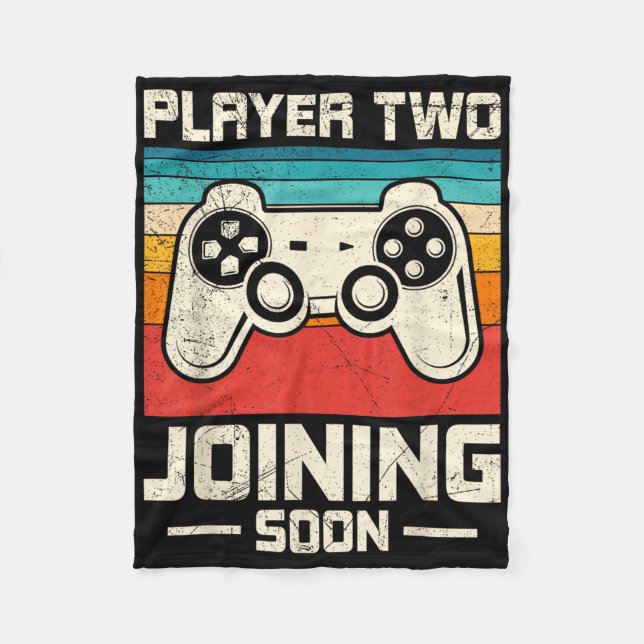 Gamer Dad Player Two Joining Soon Funny Soon-to-be Fleece Blanket (Front)