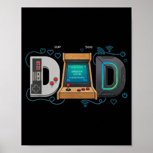 Gamer Dad Retro Arcade Gaming Father Fathers Day Poster
