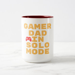Gamer Dad Solo Mode Gaming Design Two-Tone Coffee Mug