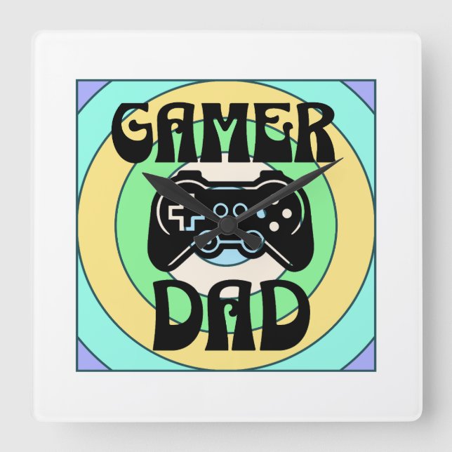 Gamer Dad Square Wall Clock (Front)