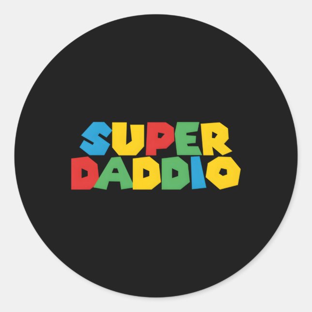 Gamer Daddio Super Dad From Classic Round Sticker (Front)