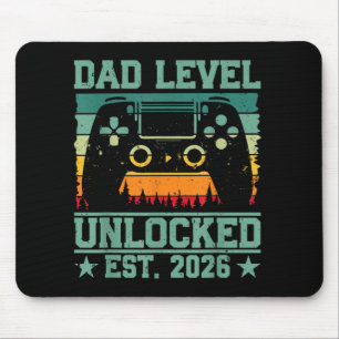 Gamer Daddy Dad Level Unlocked Est 2026 Funny Soon Mouse Pad