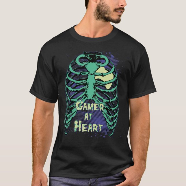 Gamer de chien au T-shirt de coeur (Devant)