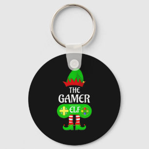 Gamer Elf Christmas Family Video Gaming Elf Squad  Keychain