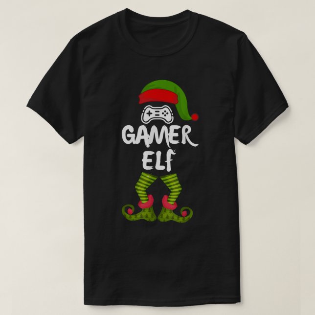 Gamer Elf Christmas Gaming Design T-Shirt (Design Front)