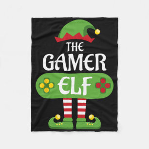 Gamer Elf Christmas Matching Group Family Fleece Blanket